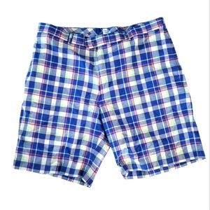 Peter Millar Men's Blue Preppy Plaid Cotton Golf Shorts. Size 38